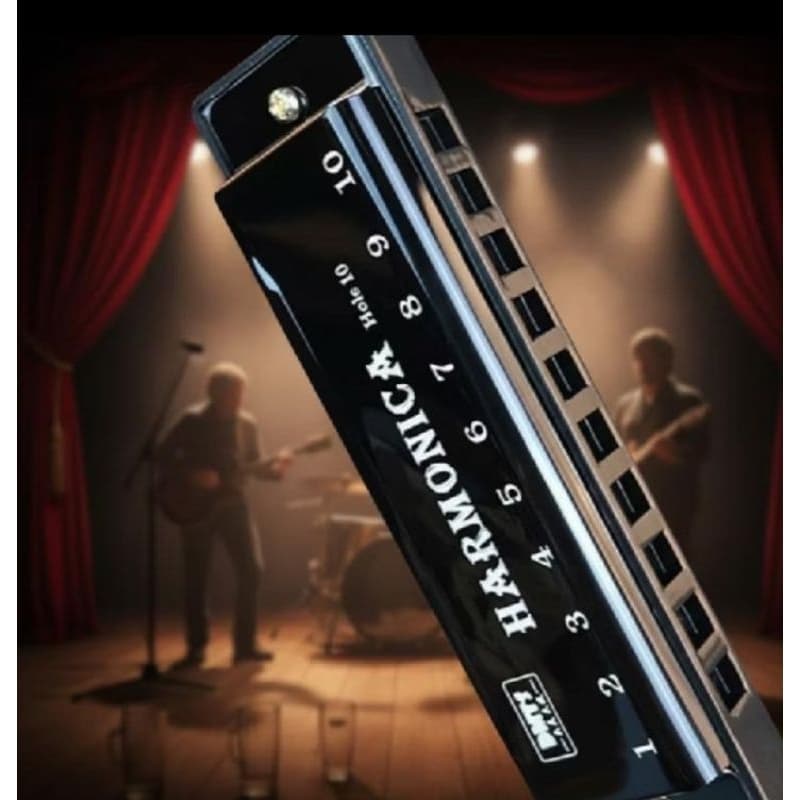 Gaita De Boca Harmonica Som em C 10 Buracos Cromática Com Estojo Core Preta blues Gaita boca