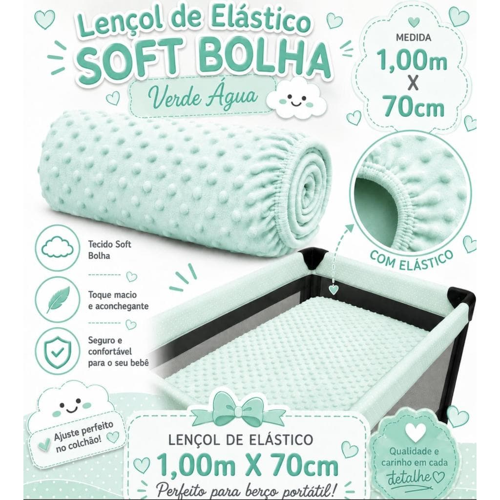 Lençol para berço portatil quentinho inverno soft bolha com elastico varias cores