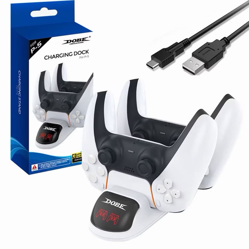 Base Carregador Duplo para Controle PS5 - Carregamento Rápido e Design Compacto