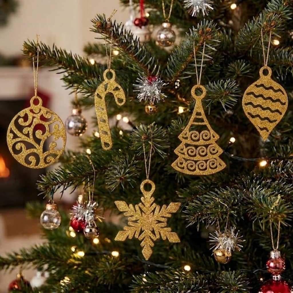 Kit Com 10 Enfeites De Natal Floco De Neve Luxo Pendentes na Arvore Modelos Diversos