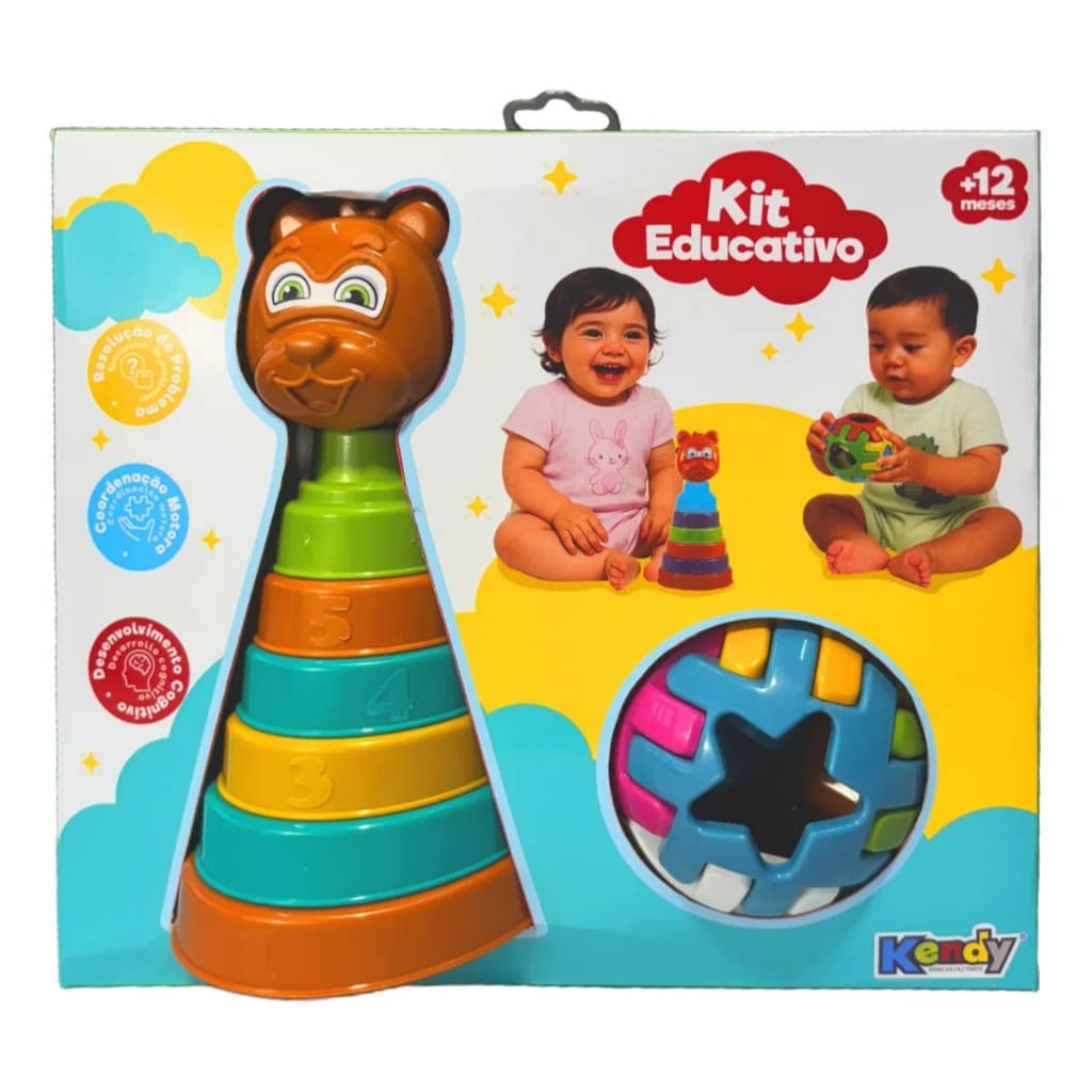 Kit 2 Brinquedos Educativos Encaixe Bebê Criança Didático Presente