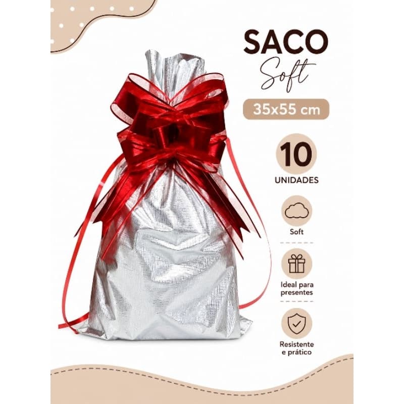 Kit 10 Sacos Soft Touch Texturizados 35x55 cm Embalagem Presente Caixa Sapato
