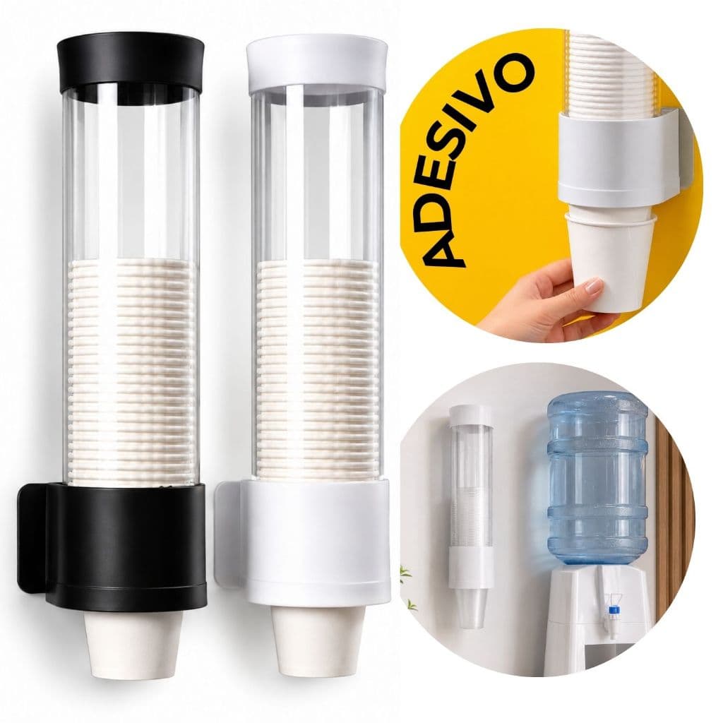 Porta Copos 35cm Suporte Copo Descartável Parede Autocolante Dispenser Adesivo Organizador De Copo 180ml a 300ml
