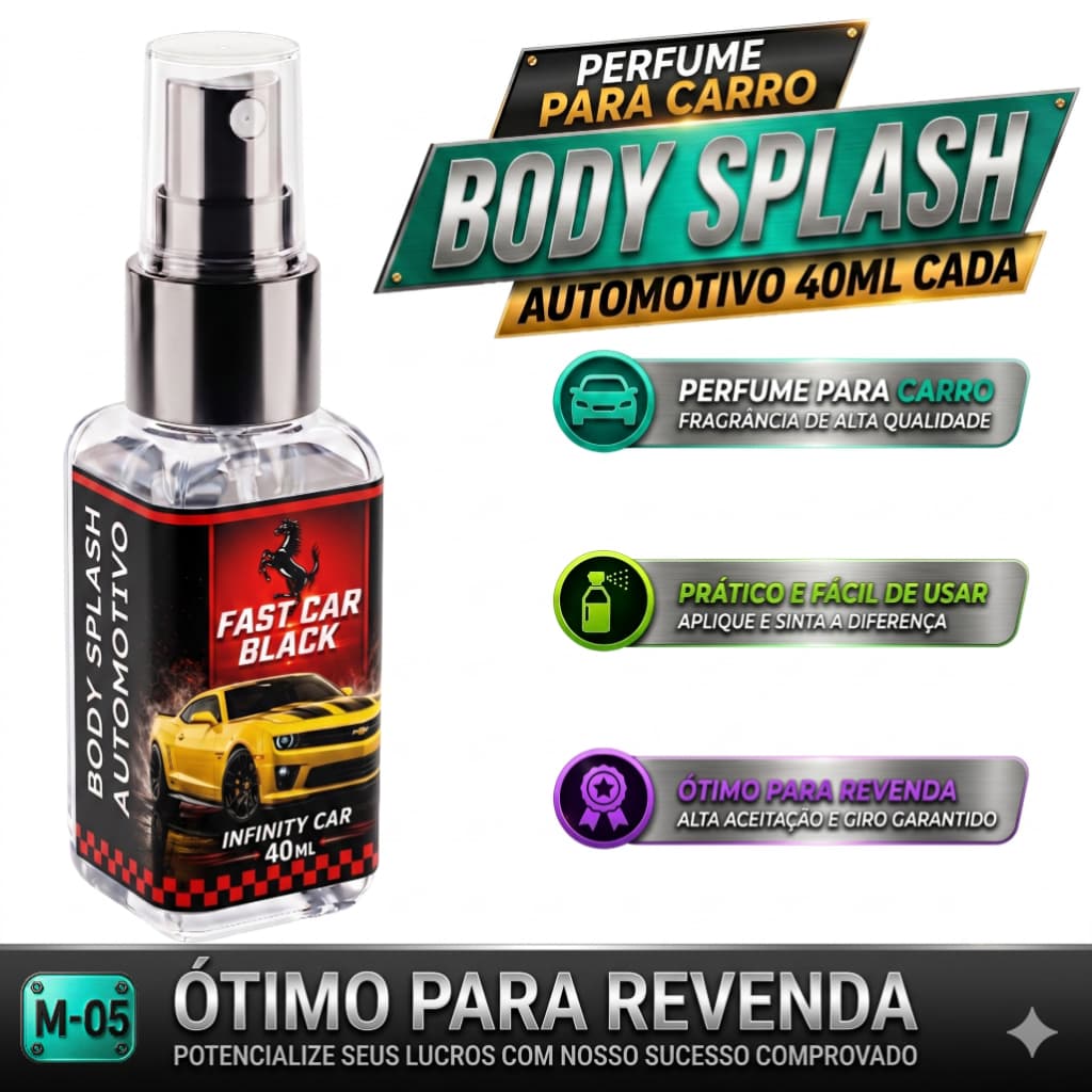 Body Splash Fast Car Black Automotivo 40ml Cheirinho de Carro Spray Perfume Para Carro Longa Duração