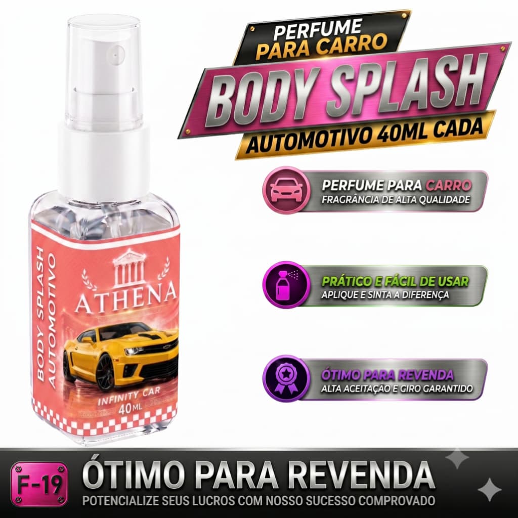 Body Splash Athena Automotivo 40ml Cheirinho de Carro Spray Perfume Para Carro Longa Duração