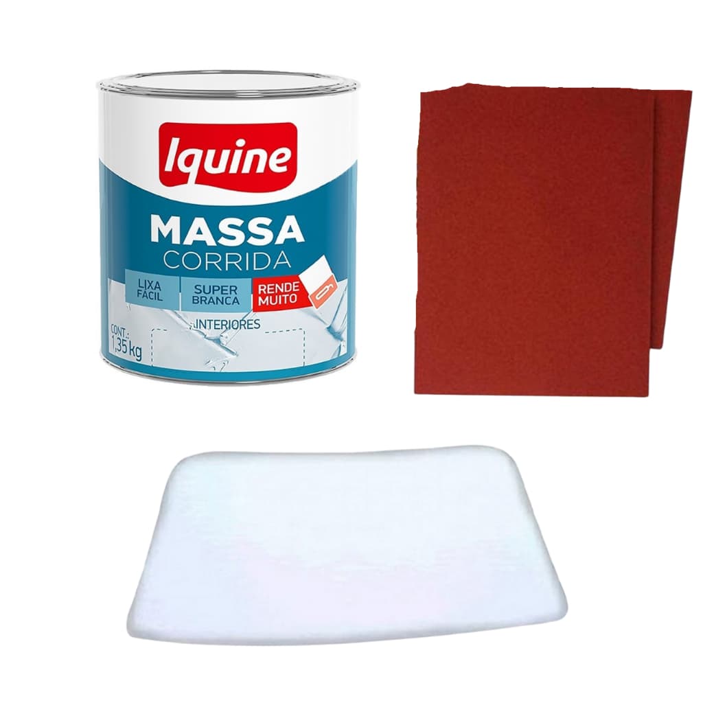 Kit massa corrida+ espátula + lixa - Pequenos reparos