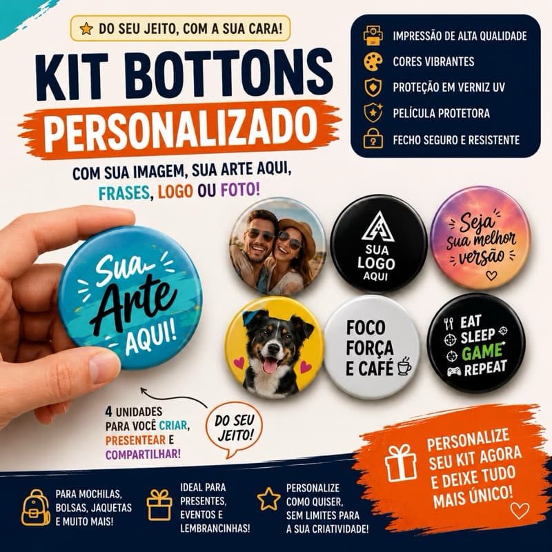 🚨 Botton Personalizado TOP | Lembrancinha Criativa, Brinde e Divulgação | Alta Qualidade + Envio Rápido