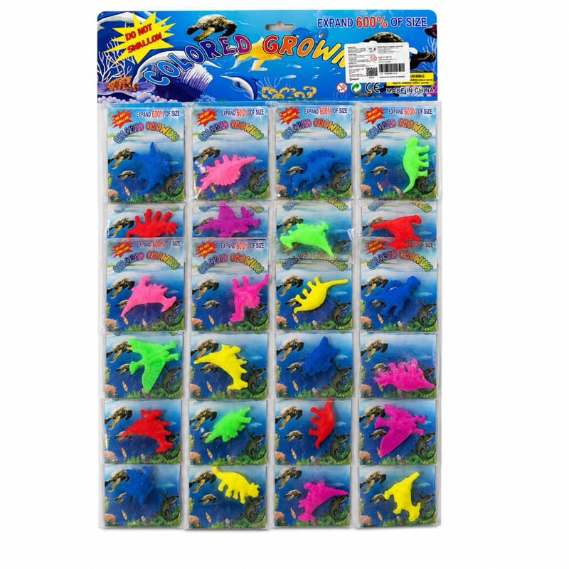 Dinoussauros Cresce na Água Kit com 24 pacotinhos Brinquedo Infantil Dinoussauro Expansível Sortido