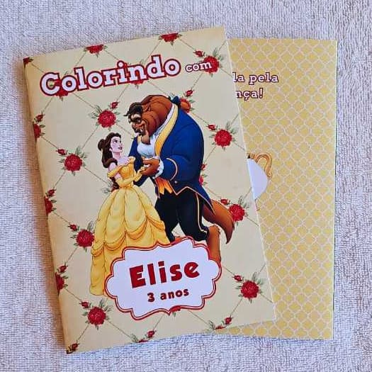 Kit Livrinhos de Colorir Personalizados • A Bela e a Fera • Lembrancinha Festa Infantil