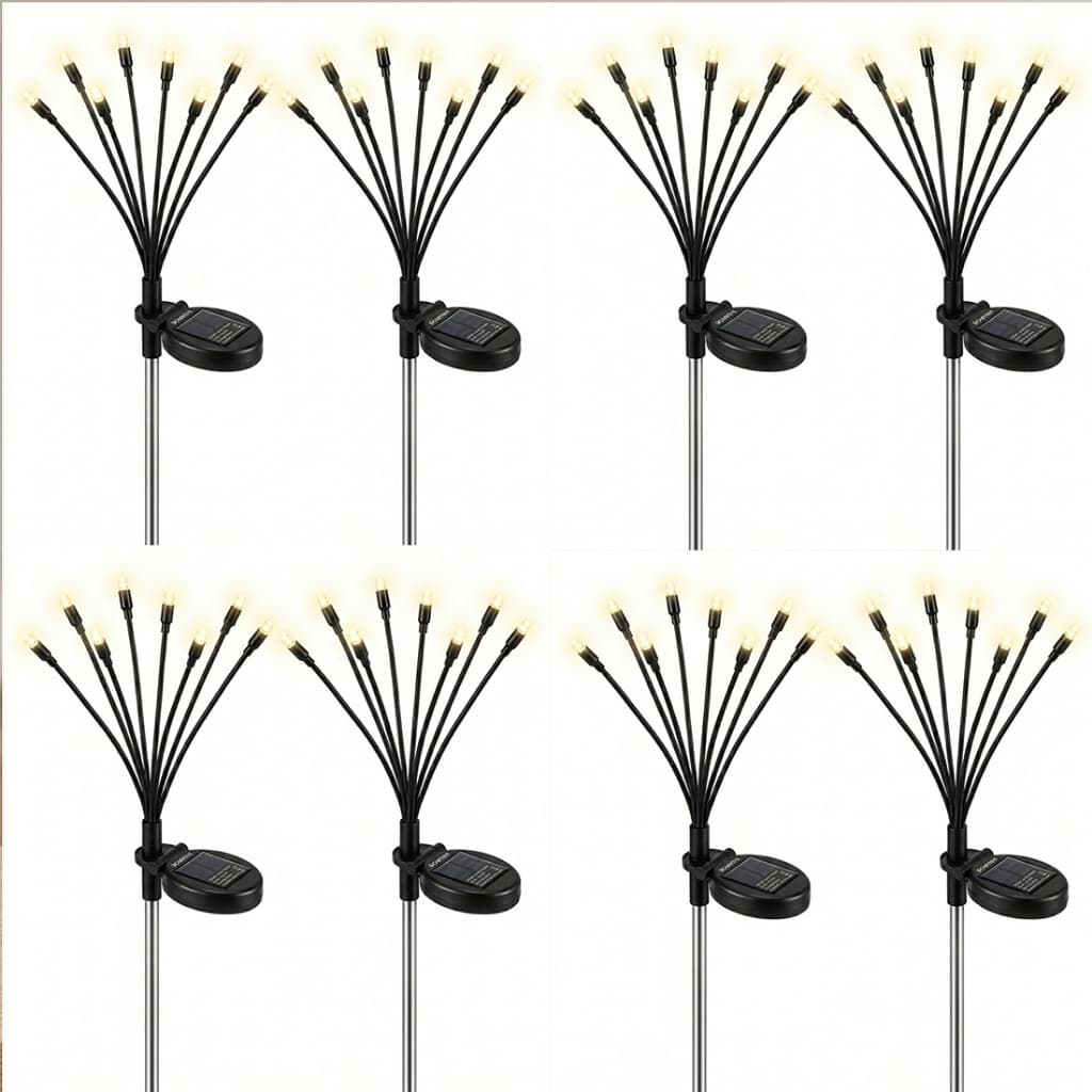 Kit 2-8 Luminaria Espeto Solar 8 Led Vaga-lume Para Jardim Gramado Impermeavel