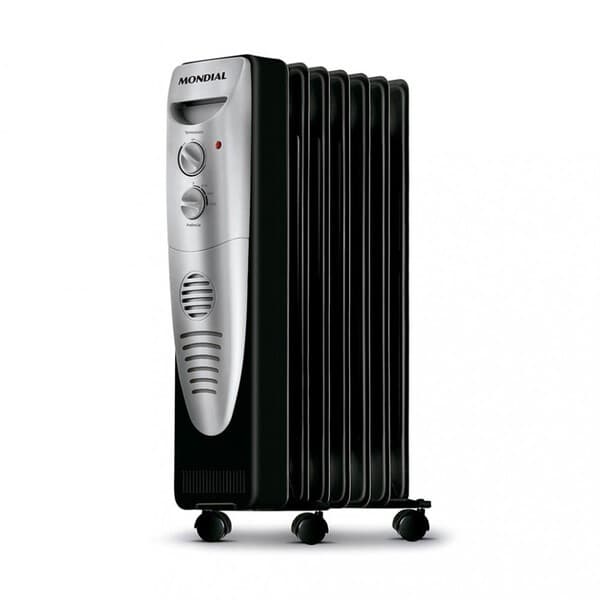Aquecedor a Óleo Mondial Premium Preto- Prata 1500W ( Não Resseca o Ar )