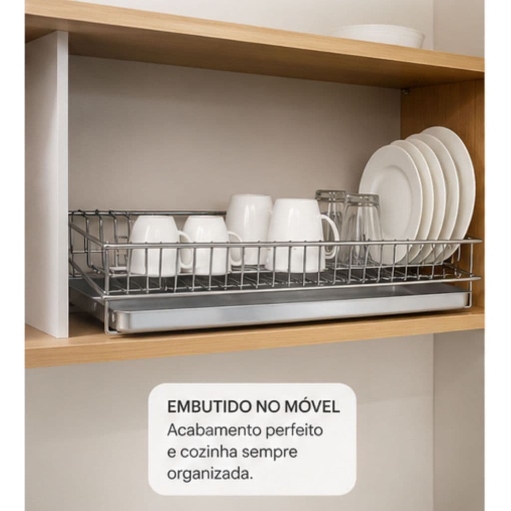 Escorredor De Pratos Embutir Cromado 57/67/77/87/97 x 7,5 x 27cm Mod 600/700/800/900/1000mm - GTB
