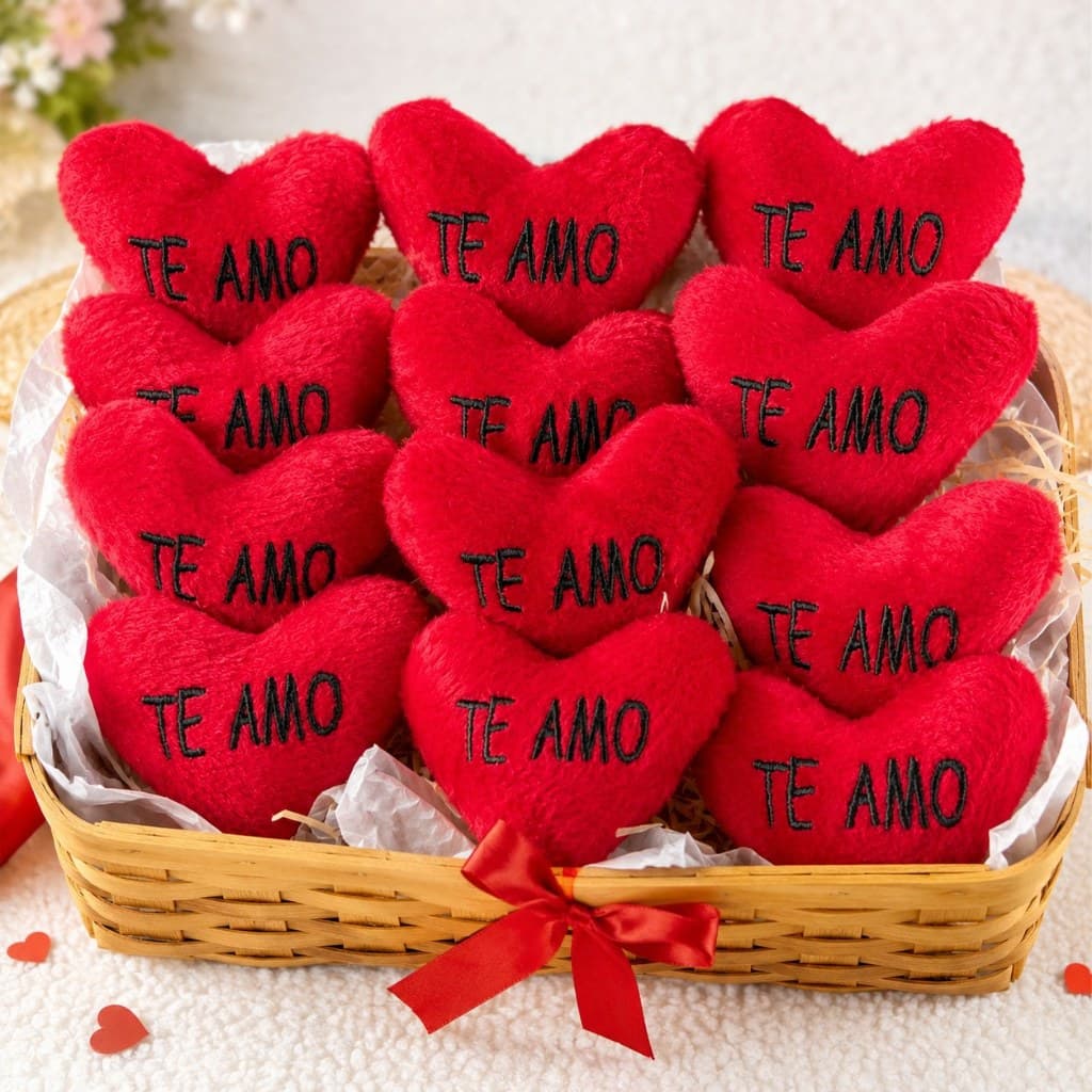 Kit 6/12 Coração de Pelúcia Almofada de Coração Para Namorados Te Amo Presente Antialérgico 8cmx6cm