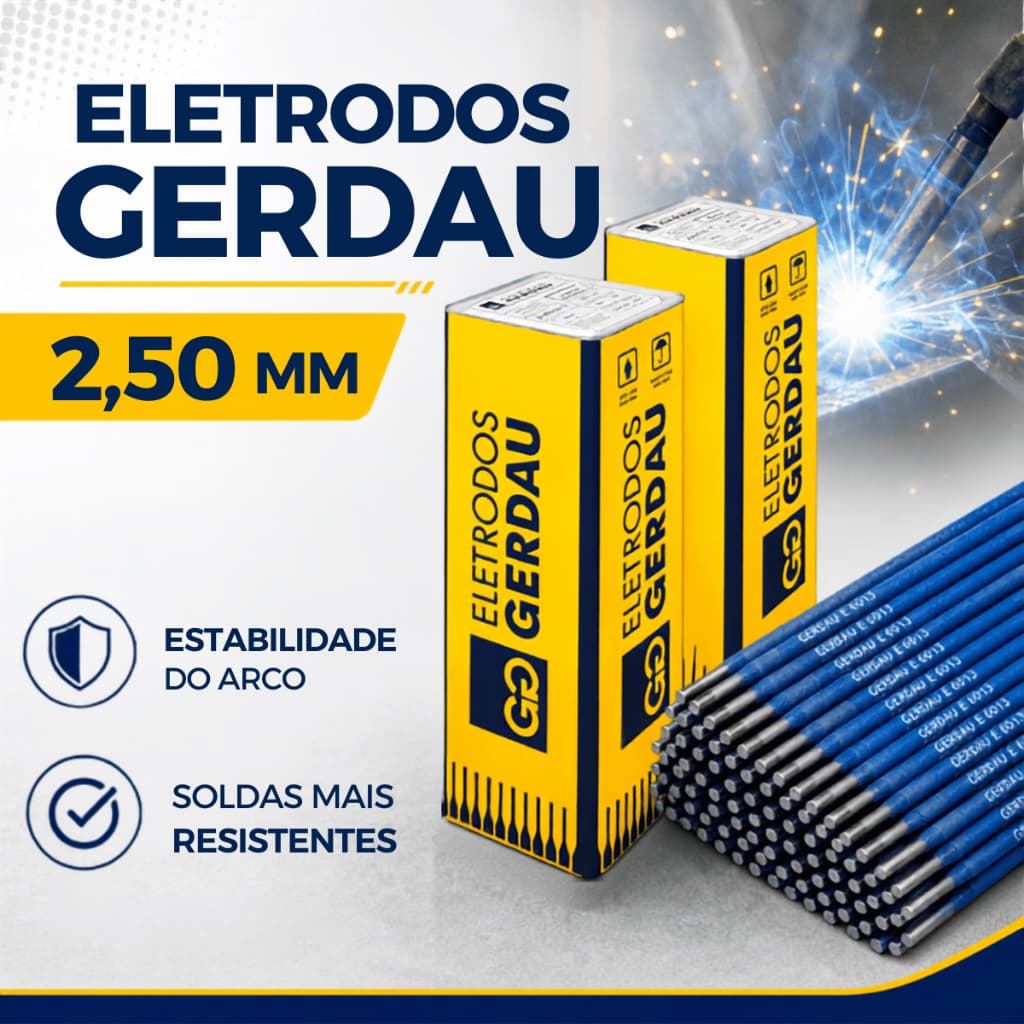 Eletrodo Gerdau Azul 6013 2,5mm Revestido Solda Aço e Ferro 1kg  2kg 3kg