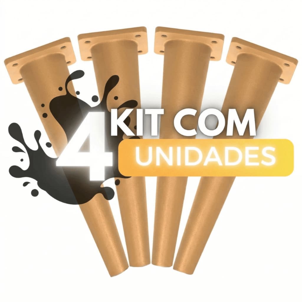 Kit 4 Pés Palito PVC 20cm Caramelo para Móveis Rack Cômoda Criado Mudo Parafusos