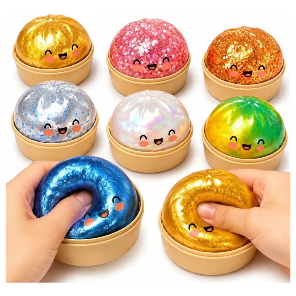 Squish Dumplings Bolinho Glitter Brilhante Caixinha Surpresa Tik Tok