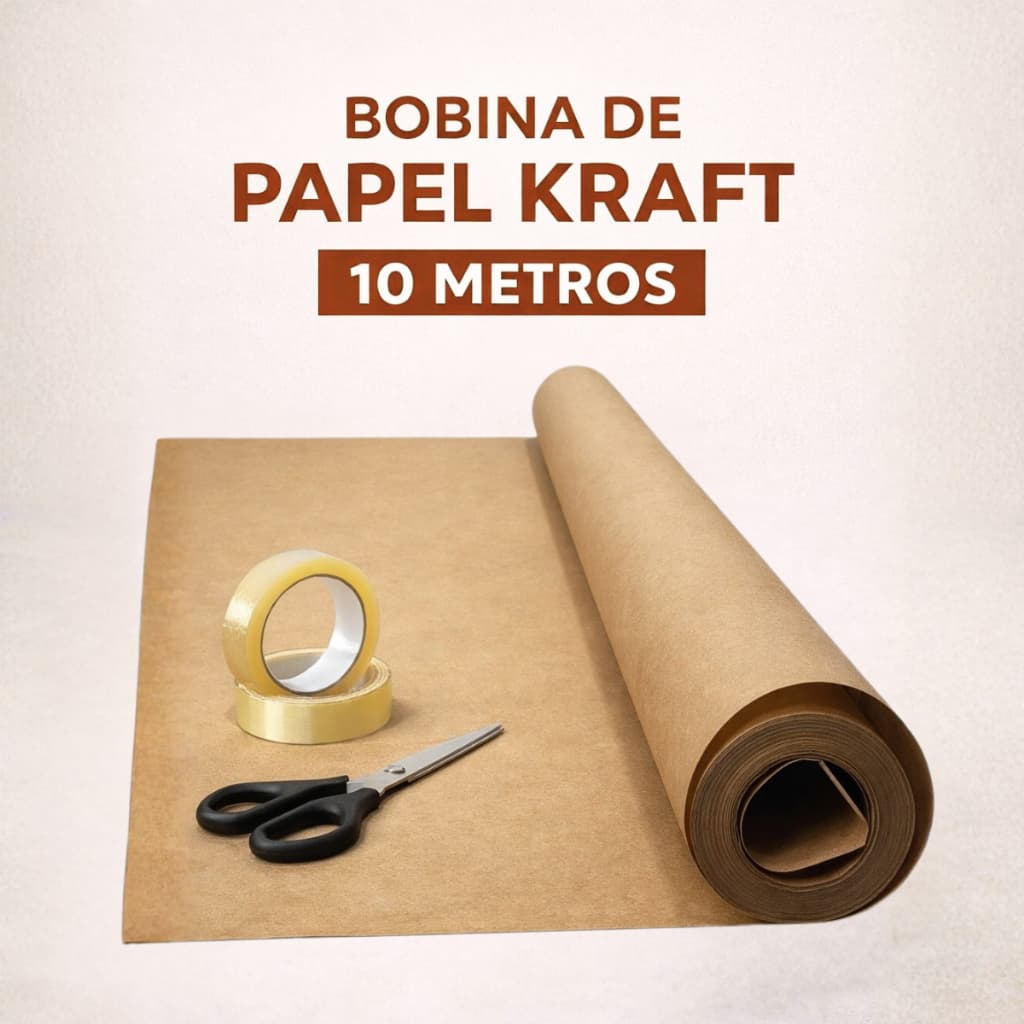 Papel Kraft 80g c/ 60cm de largura x 10 Metros de comprimento p/ embalagem Monolúcido