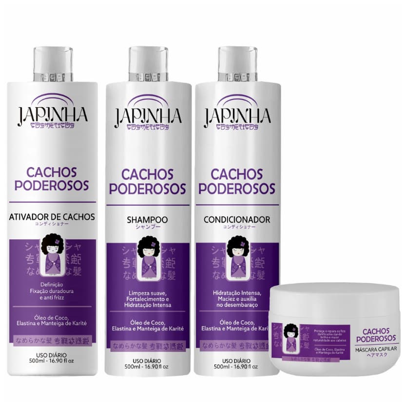 Kit Ativador + Shampoo e Condicionador + Máscara 300G | Cachos Poderosos – Japinha ⛩️