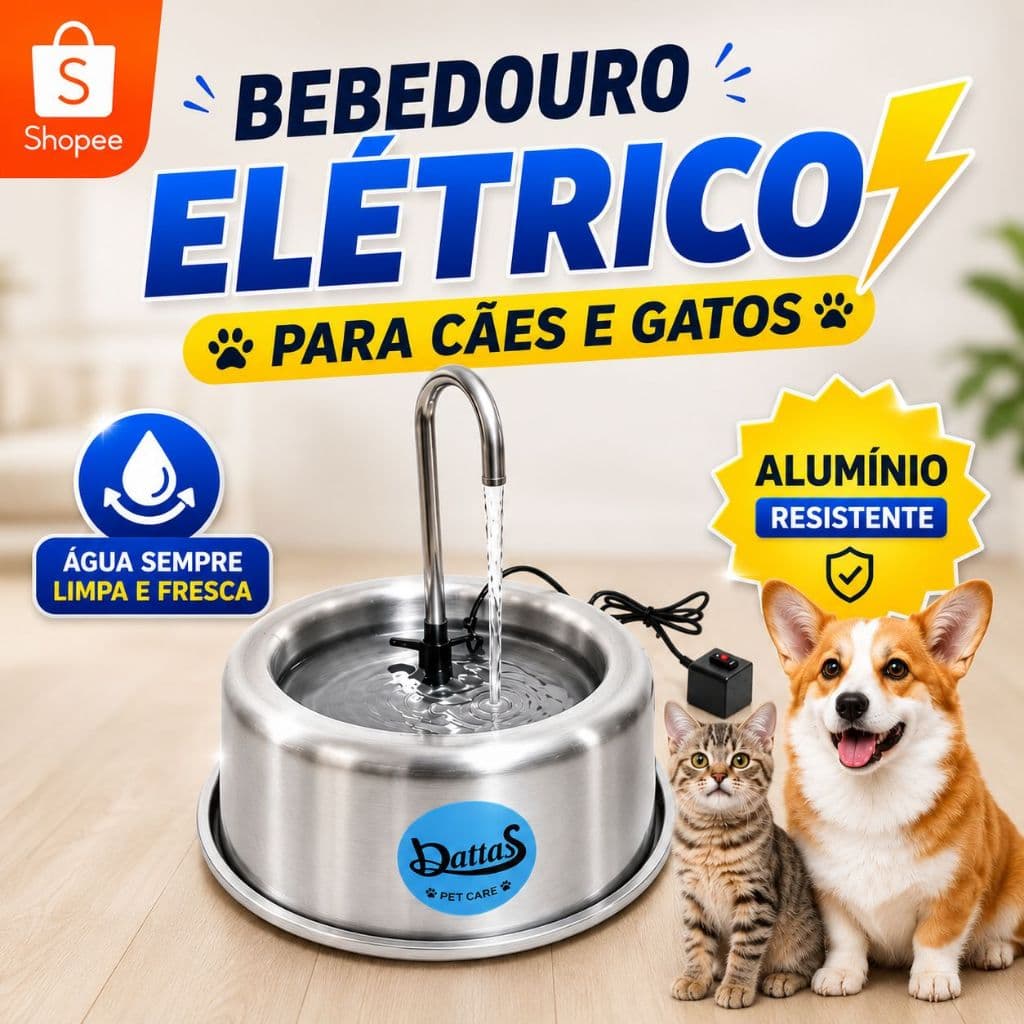 Bebedouro para cães e  gatos premium de aluminio.