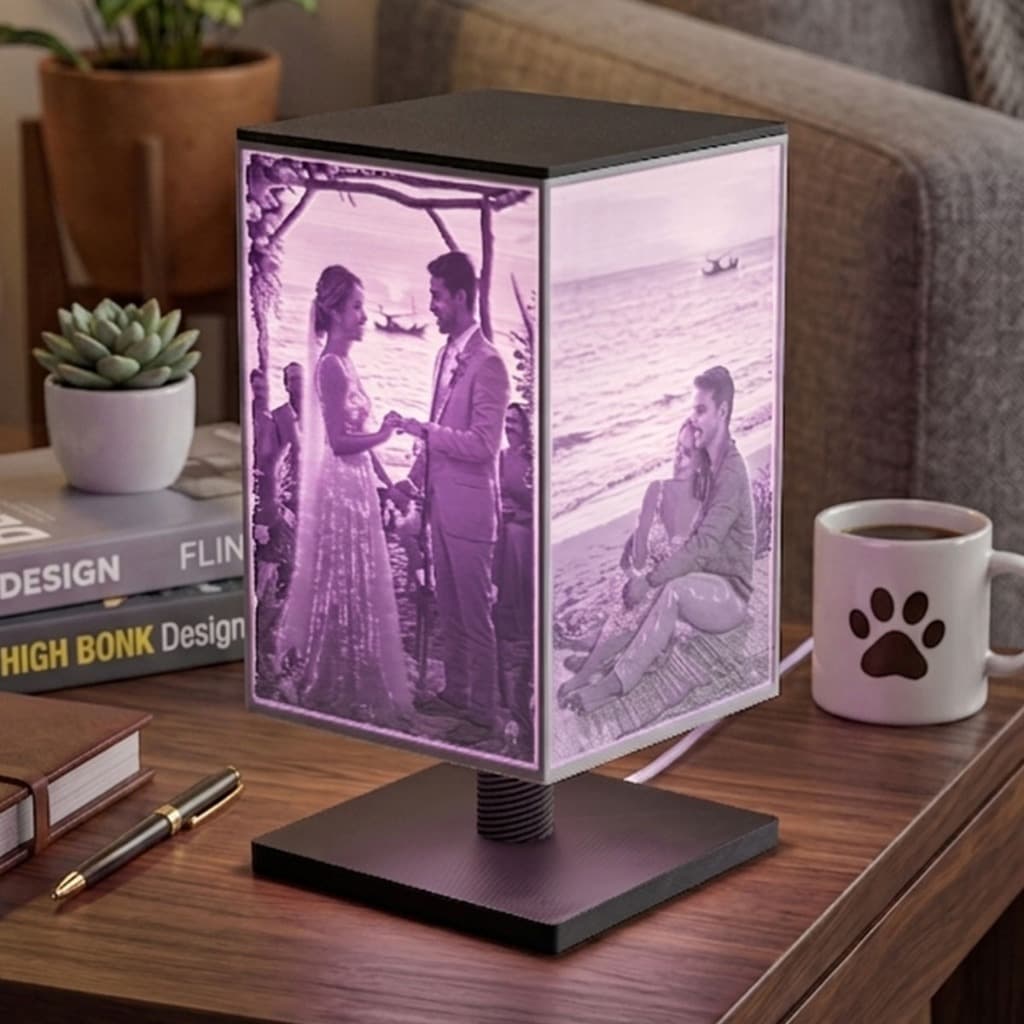 Luminária Personalizada Abajur com Foto Presente Criativo Dia dos Namorados Mãe Pais Família Filhos