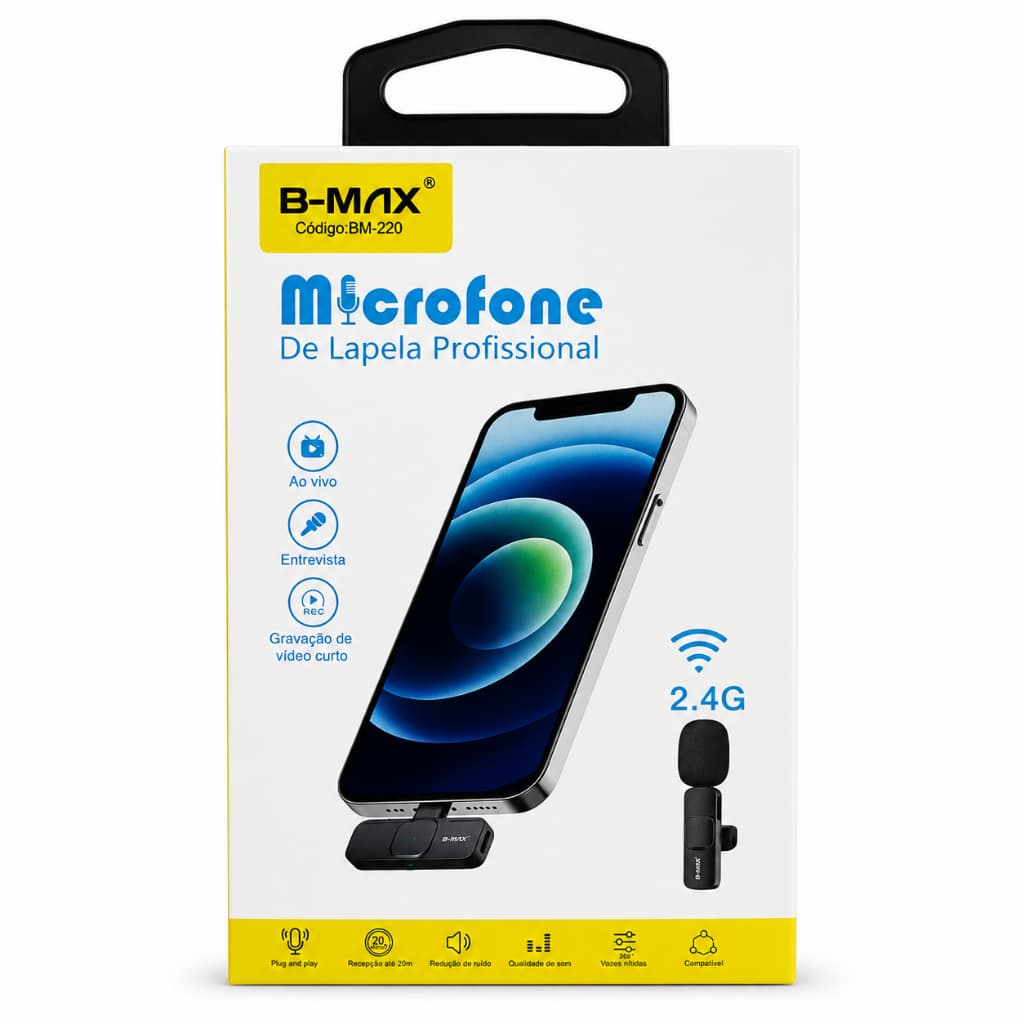 Microfone Lapela B-MAX BM-220 Sem Fio