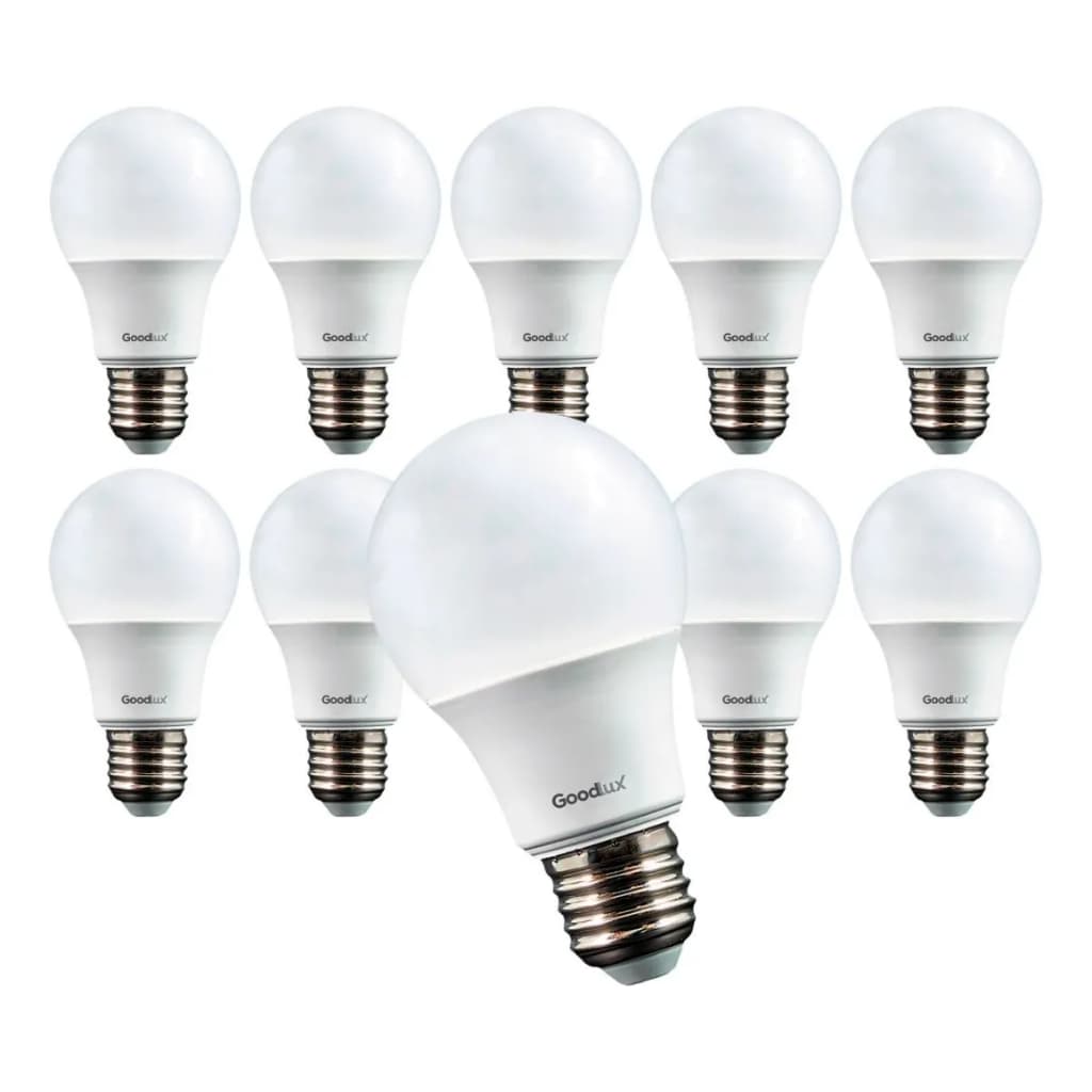 Kit 10 Lâmpada Led Bulbo 9W E27 6500k Branco Frio 3000K Branco Quente Goodlux