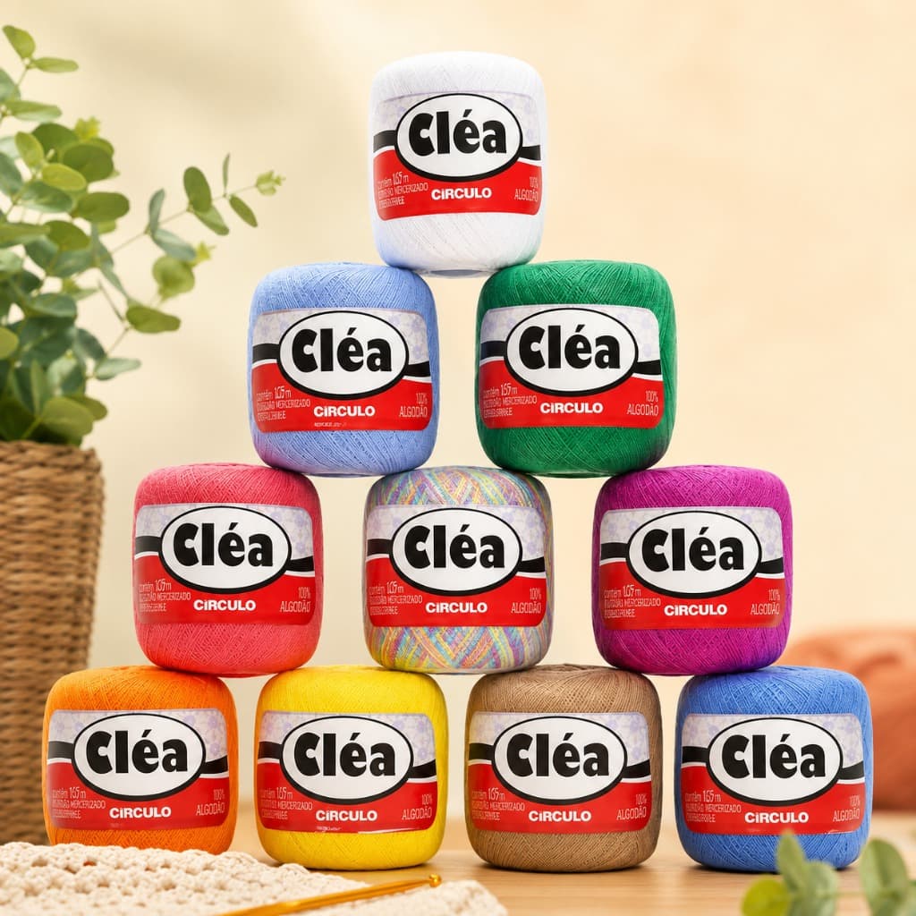 Kit 10 Unidades Linha Cléa Crochê 125m 100% Algodão - Cores Sortidas