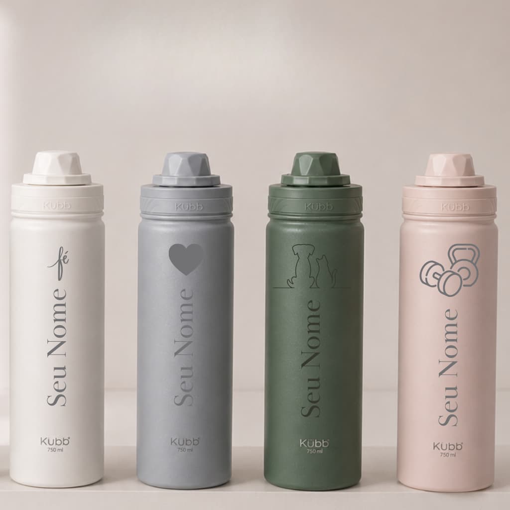 Garrafa Termica Personalizada 750ml Aço Inox Academia Com Nome Parede Dupla Bebidas  Geladas/Quentes