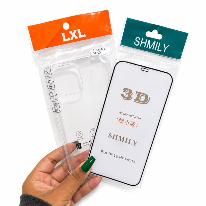 Kit Proteção Completa para IPHONE 12 PRO MAX Anti-Impacto + Película 3D de Vidro temperado.