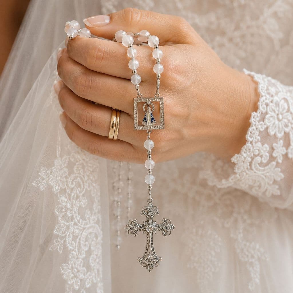 Terço Noiva Casamento Nossa Senhora Parecida Perolas Batizado