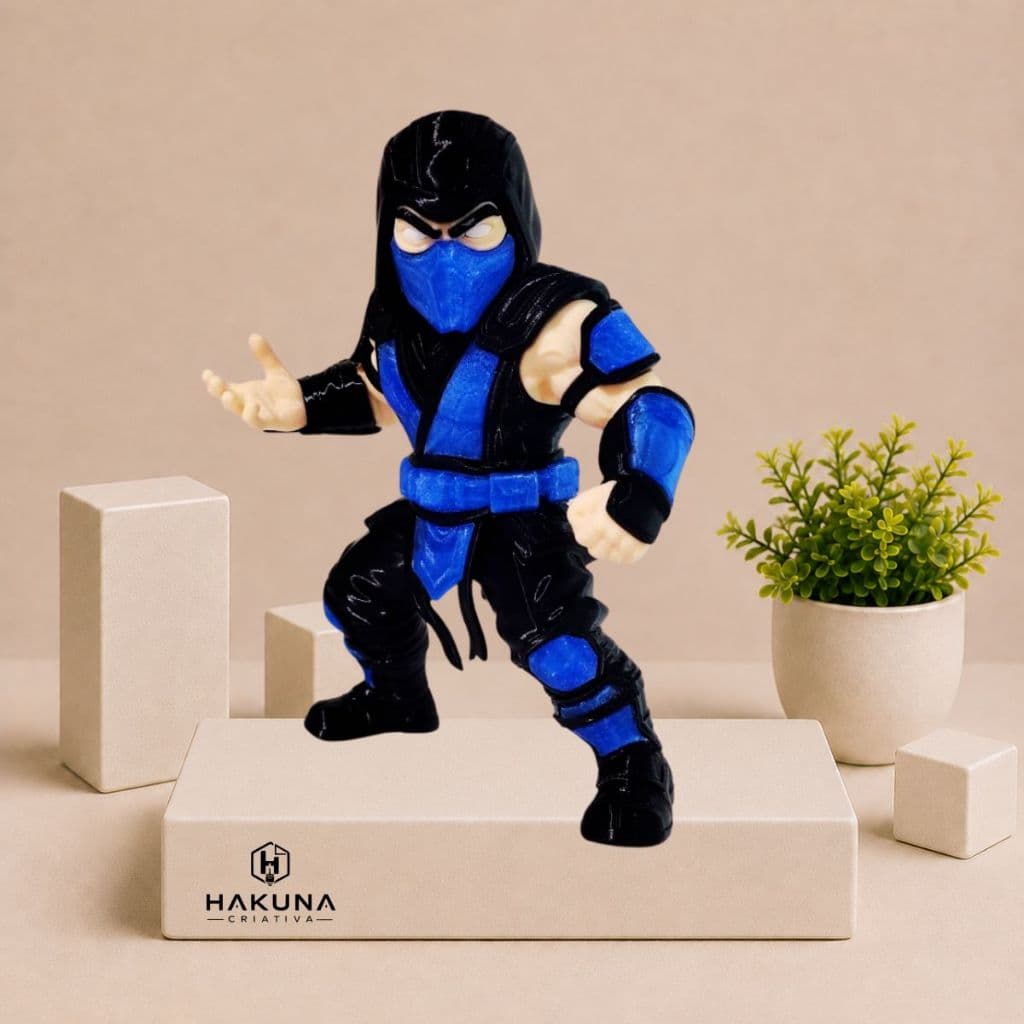 Sub-Zero 15cm | Mortal Kombat | Miniatura Colecionável 3D Decorativa | SUB ZERO 3D