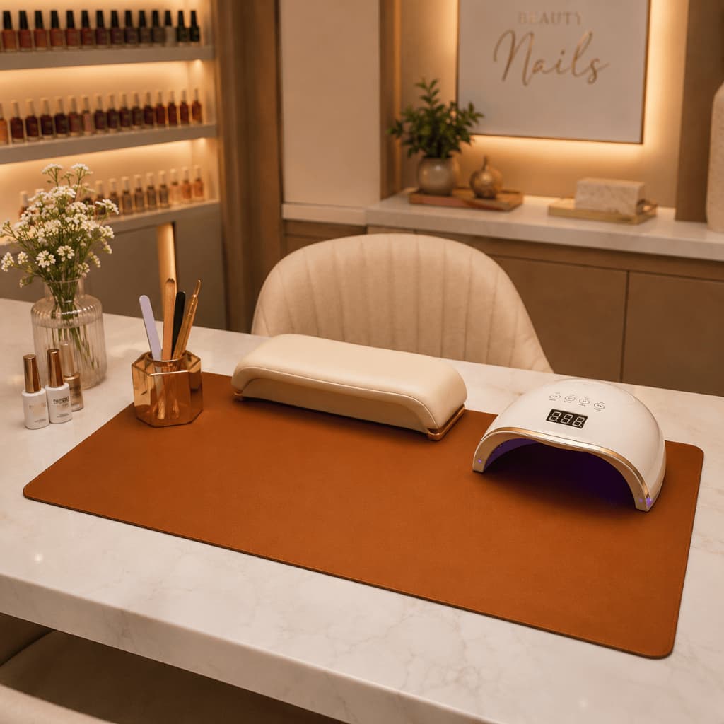 Tapete para Mesa de Unhas Ideal para Gel Fibra Acrílico Nail Art e Esmaltação Bancada Profissional