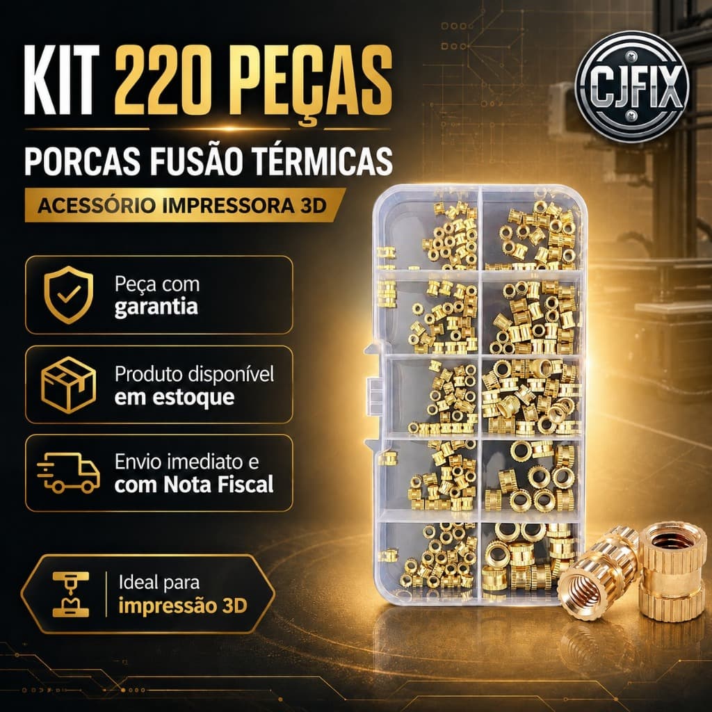 KIT 220 PEÇAS PORCAS FUSAO TERMICAS ACESSORIO IMPRESSORA 3D