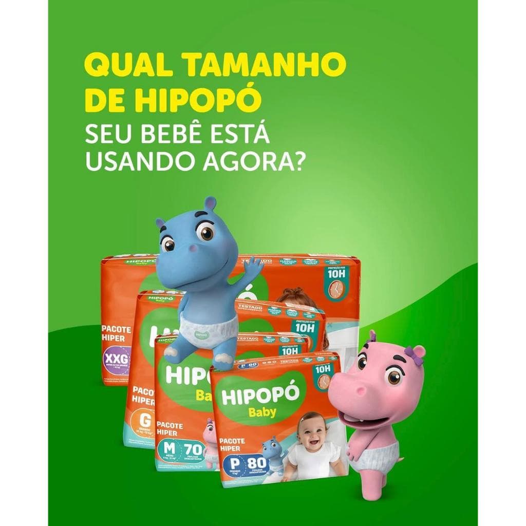KIT TROCA PERFEITA HIPOPO (1 FRALDA HIPOPO + 1 TOALHA UMEDECIDA HIPOPO C/ 50 UNIDADES)