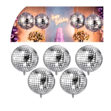Balões Metalizados Tipo Globo de Luz Discoteca 4D Redondo para Decoração de Festas e Eventos