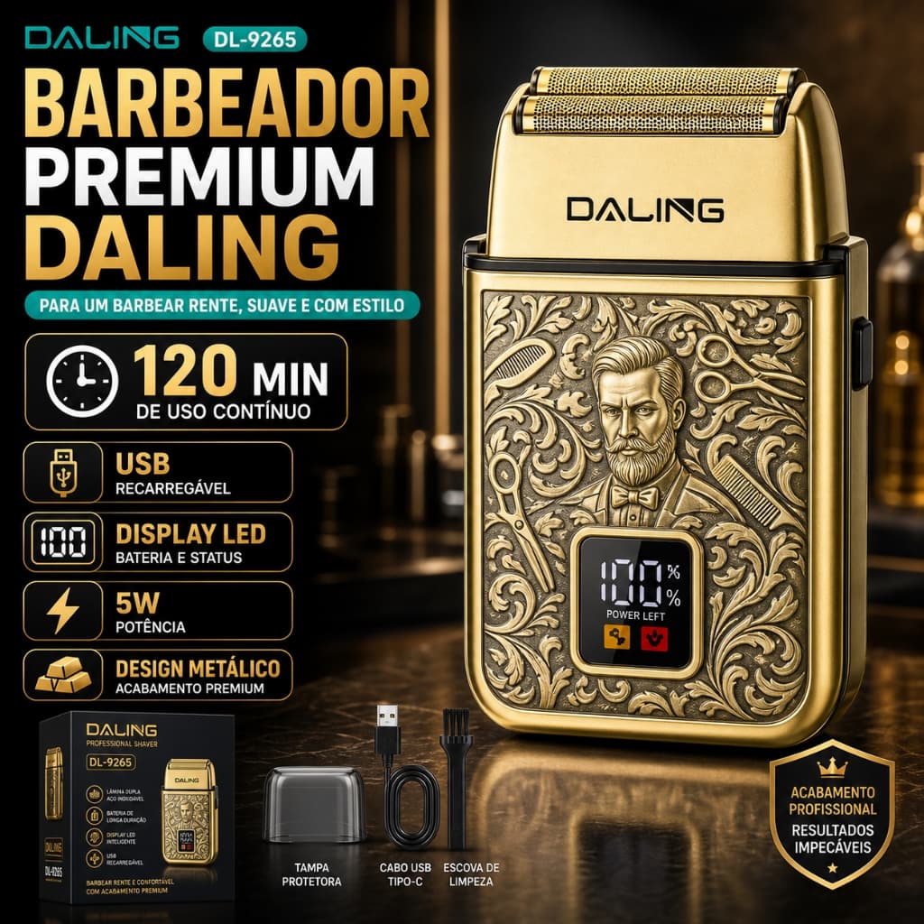 Daling Royal Shave DL-9265 – Barbeador Elétrico Premium Recarregável