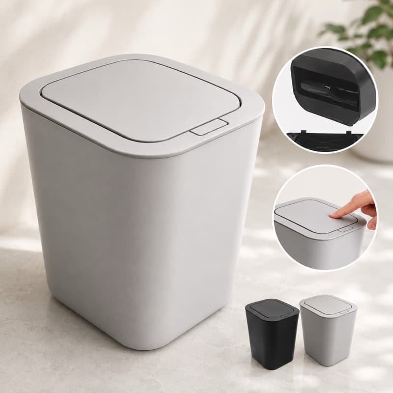 Lixeira Tampa Click 12L com sistema push para refil de saco Tampa Click Abre Automática