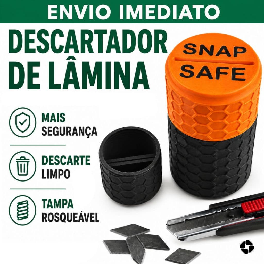 Descartador Quebra Lâmina De Estilete Com Tampa Rosqueável SnapSafe