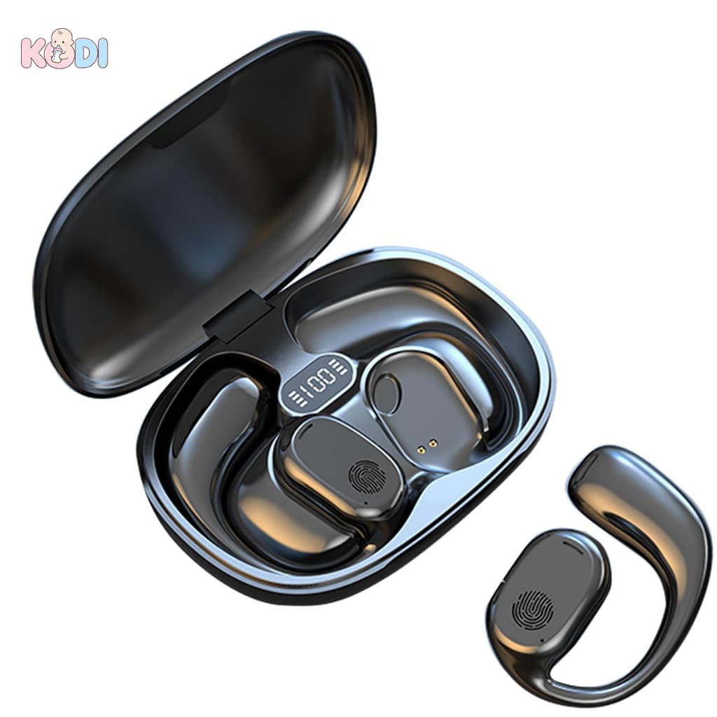 Fone de ouvido TWS com condução óssea, sem fio, Bluetooth 5.3, clip-on, display digital, redução de ruído verdadeira -B8