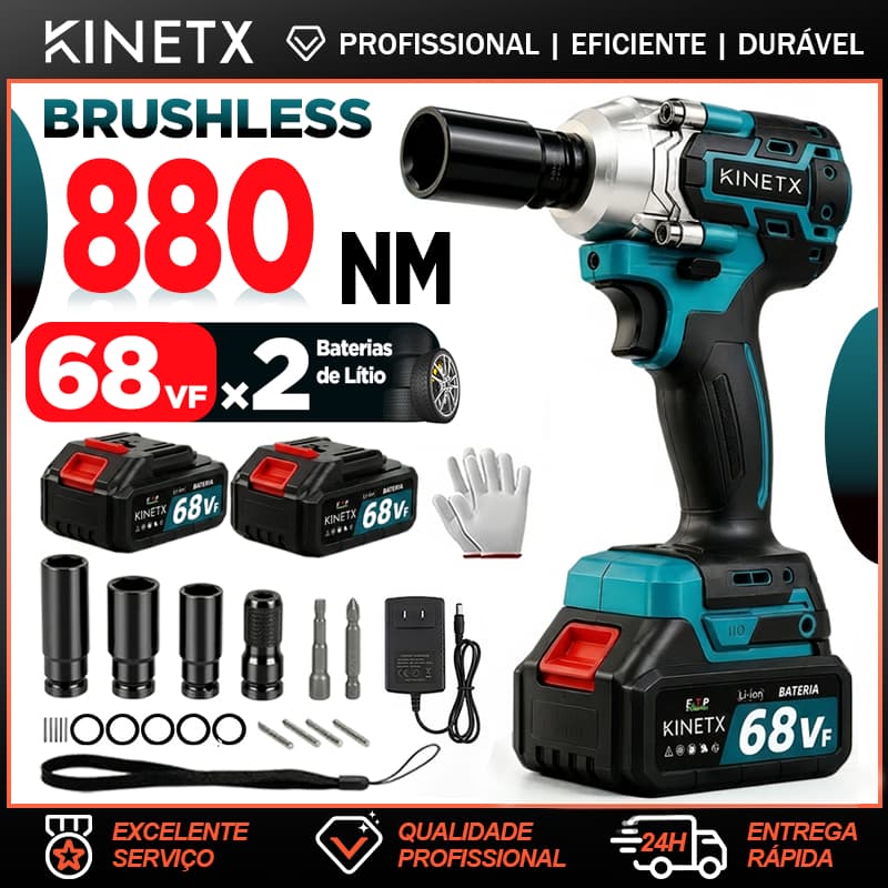Kit Chave De Impact 880NM 68Vf 2 Baterias 3 em 1 Brushless Furadeira Parafusadeira Eletrica Sem Fio ferramentas