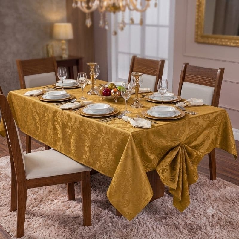 Toalha De Mesa 4 e 6 Lugares Jacquard Original Premium Tecido Grosso