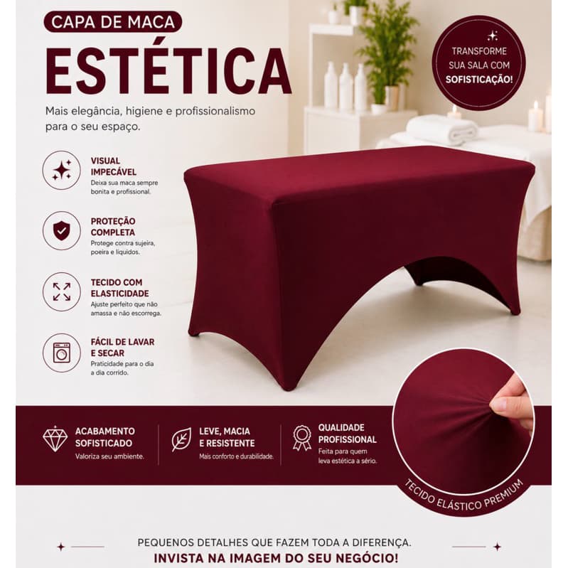 Capa Legging para Maca estética fixa/portátil/maleta BORDO