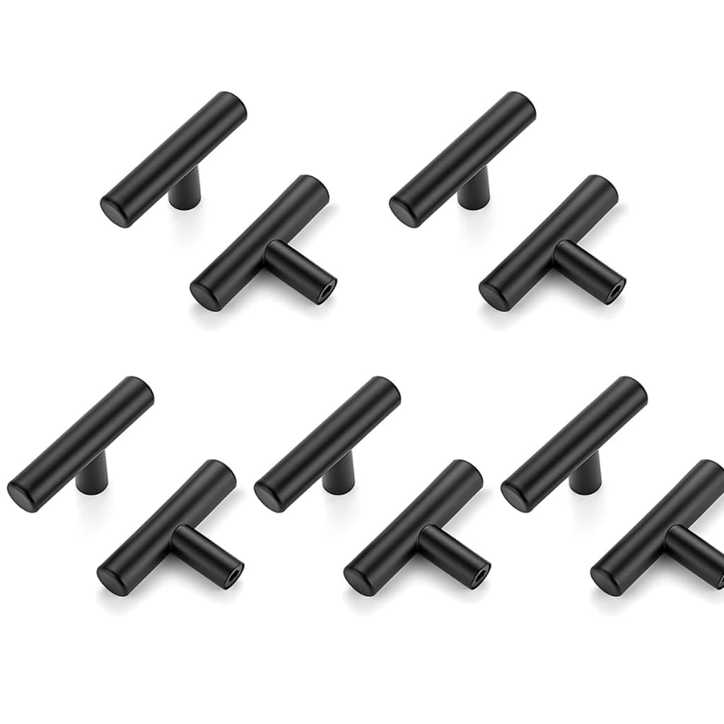 Kit 10.Puxadores Aço De Armário De Cozinha E Cômoda Preto Minimalista Moderno
