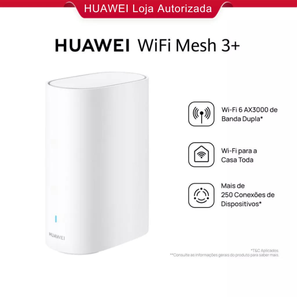 HUAWEI WiFi Mesh 3+ | Roteador | WiFi 6 AX3000 de Banda Dupla | Wi-Fi para a Casa Toda | Game Turbo