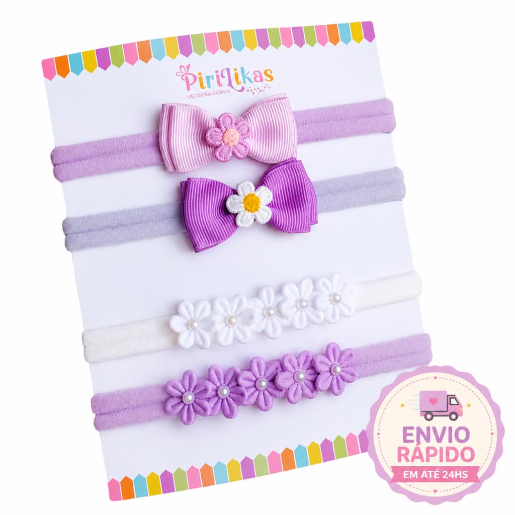 Kit Lacinhos para Bebê  Meus Primeiros Lacinhos Tiarinhas para Recém Nascida Saida de Maternidade Chá de Bebê