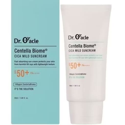Protetor Solar Coreano Calmante-Dr. Oracle Centella Biome Cica Mild Suncream SPF 50+ PA++++ 50ml
