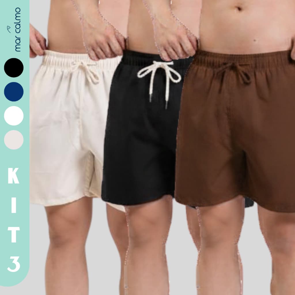 KIT 3 SHORT MASCULINO BERMUDA TACTEL COM ELASTANO PREMIUM 3 BOLSOS CORRIDA ACADEMIA CAMINHADA CASUAL