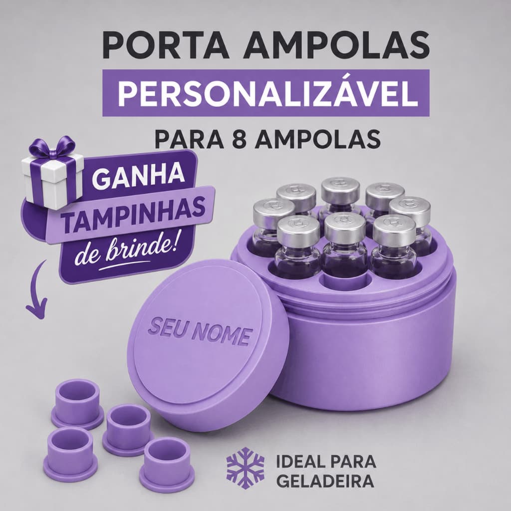 Porta Ampolas |  Estojo Organizador para 8 Ampolas | Personalizável + Tampinhas de Brinde