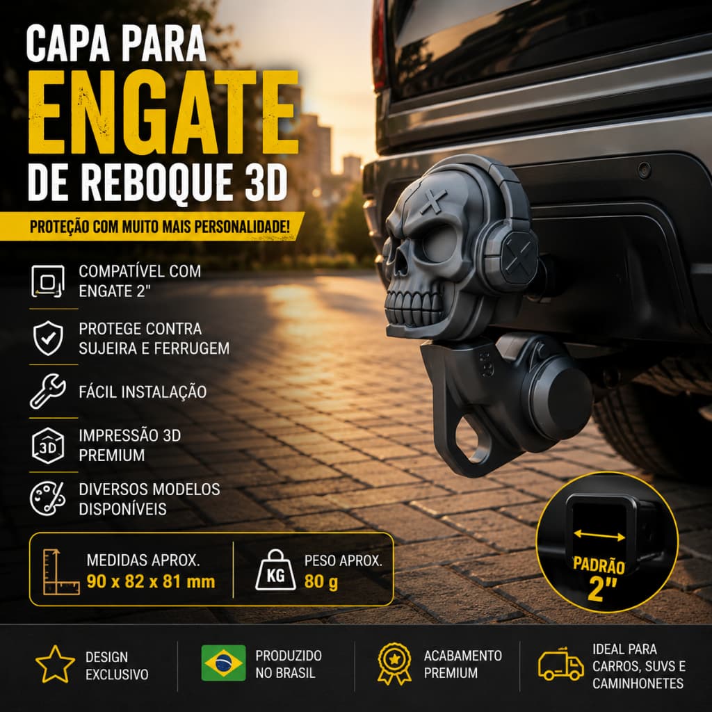 Capa Para Engate De Reboque 2 Polegadas Impressão 3D Hitch Cover Personalizada SUV Caminhonete