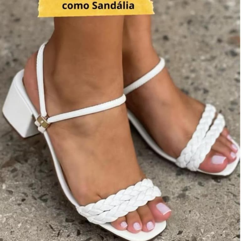 Sandália Feminina Salto Bloco Baixo Delicada Tamanco Saltinho Médio Confortável Casual